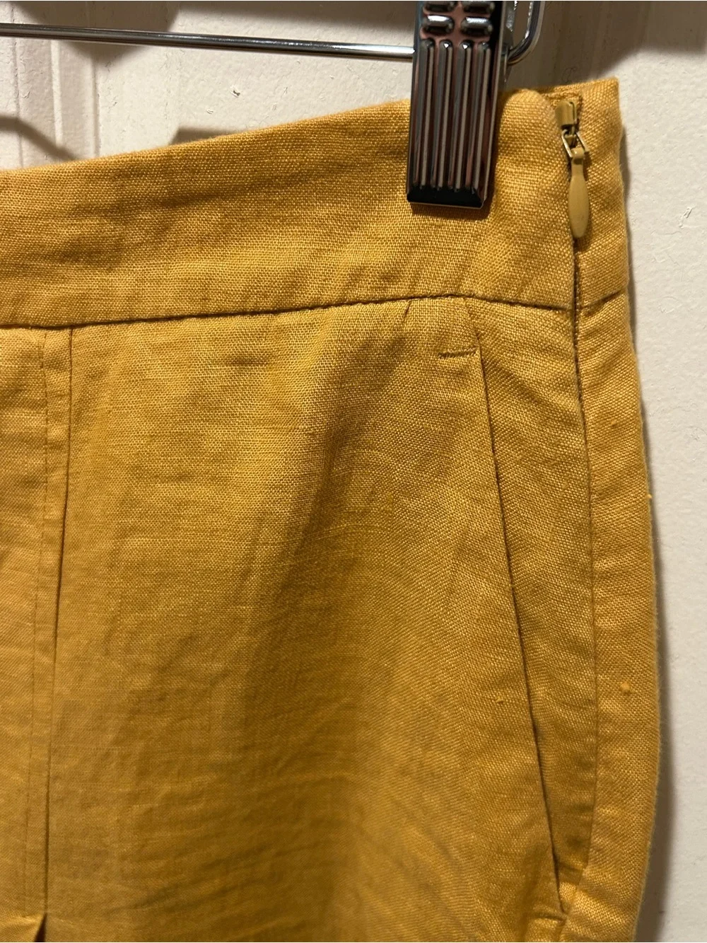 Zara 100% Linen Yellow Pleated Culottes Wide Leg , Small